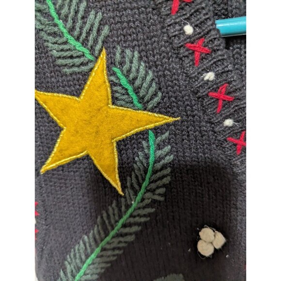 Vintage Bryn Connely Christmas Sweater Vest Petite Size P Holiday Full Zip - Picture 4 of 9